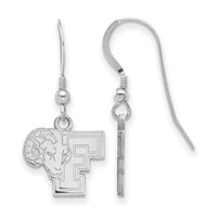 Sterling Silver Rhodium-plated LogoArt Fordham University Ram Small Dangle Wire Earrings view 1