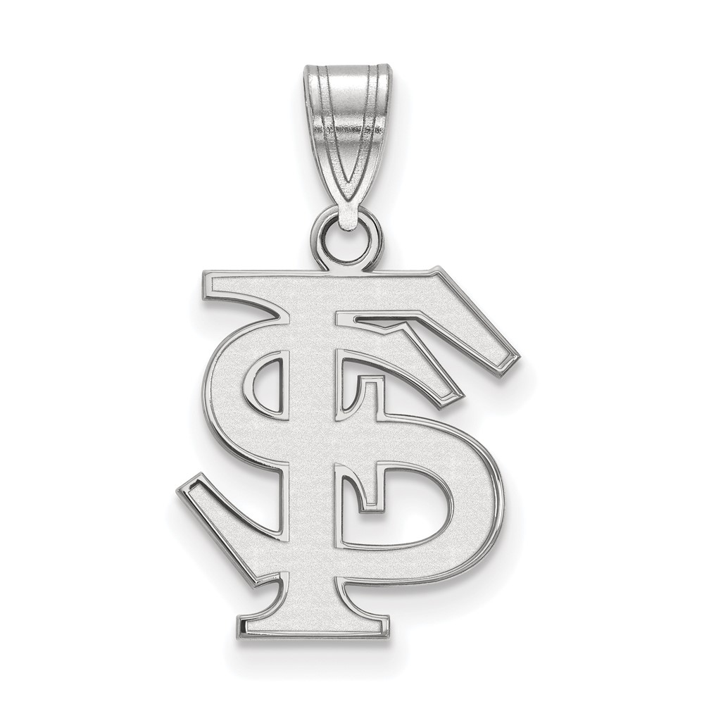 Sterling Silver Rhodium-plated LogoArt Florida State University F-s Medium Pendant
