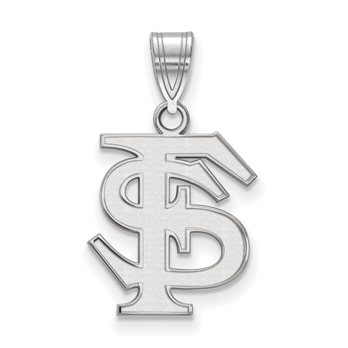 Sterling Silver Rhodium-plated LogoArt Florida State University F-s Medium Pendant