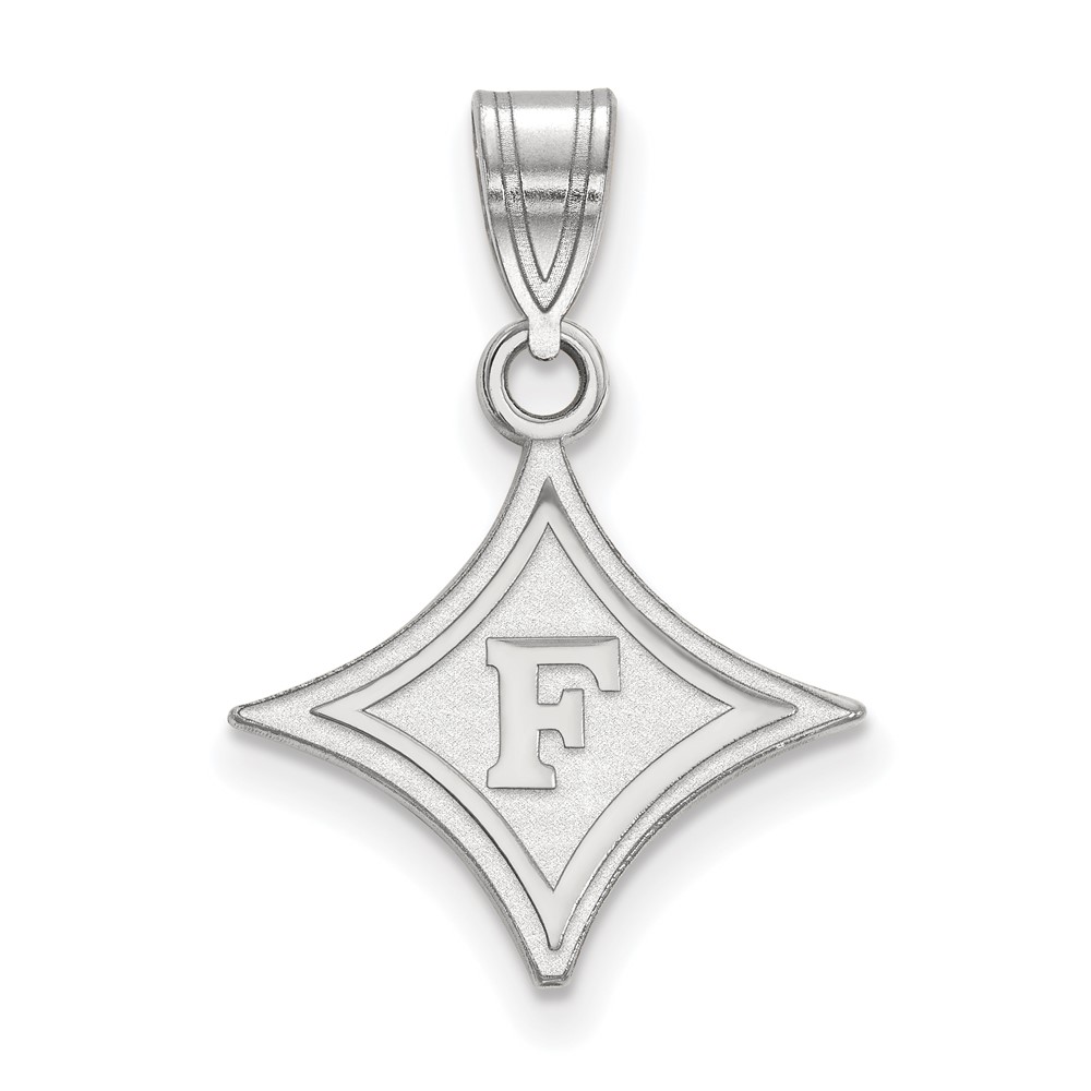 Sterling Silver Rhodium-plated LogoArt Furman University Medium Pendant