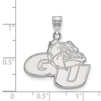 Sterling Silver Rhodium-plated LogoArt Gonzaga University G-u Bulldog Large Pendant view 2