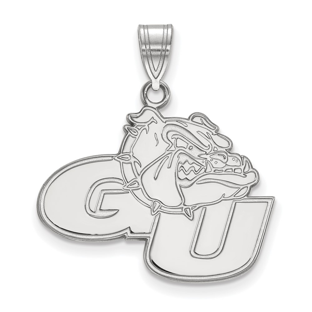 Sterling Silver Rhodium-plated LogoArt Gonzaga University G-u Bulldog Large Pendant