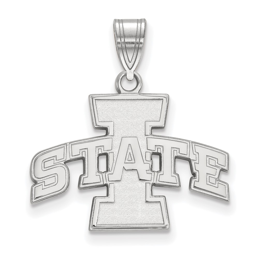 Sterling Silver Rhodium-plated LogoArt Iowa State University Medium Pendant