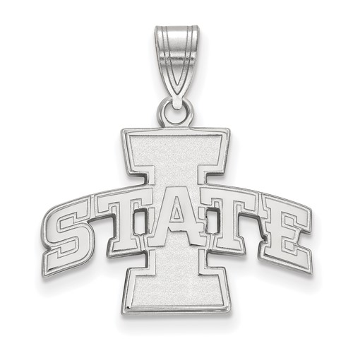 Sterling Silver Rhodium-plated LogoArt Iowa State University Medium Pendant