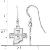 Sterling Silver Rhodium-plated LogoArt Indiana State University Sycamores Small Dangle Wire Earrings view 2