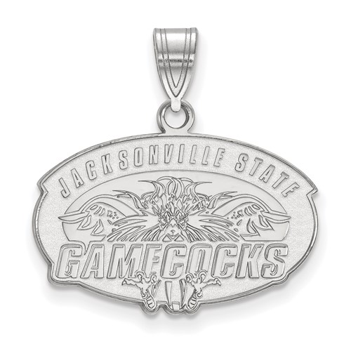 Sterling Silver Rhodium-plated LogoArt Jacksonville State University Medium Pendant
