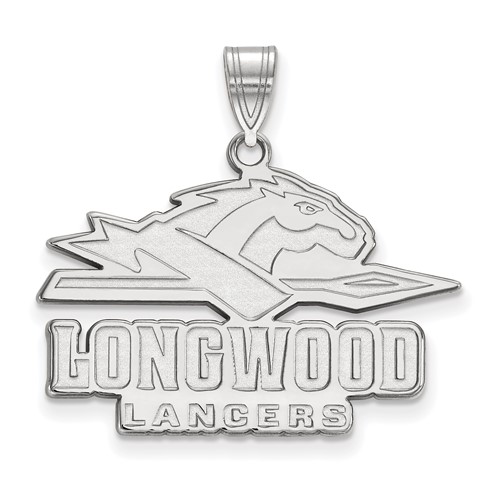 Sterling Silver Rhodium-plated LogoArt Longwood University Lancers Large Pendant