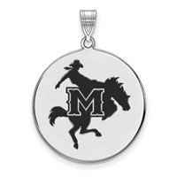 Sterling Silver Rhodium-plated LogoArt McNeese State University Extra Large Enameled Disc Pendant view 1
