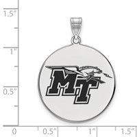 Sterling Silver Rhodium-plated LogoArt Middle Tennessee State University M-t Extra Large Enameled Disc Pendant view 2