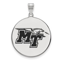 Sterling Silver Rhodium-plated LogoArt Middle Tennessee State University M-t Extra Large Enameled Disc Pendant view 1