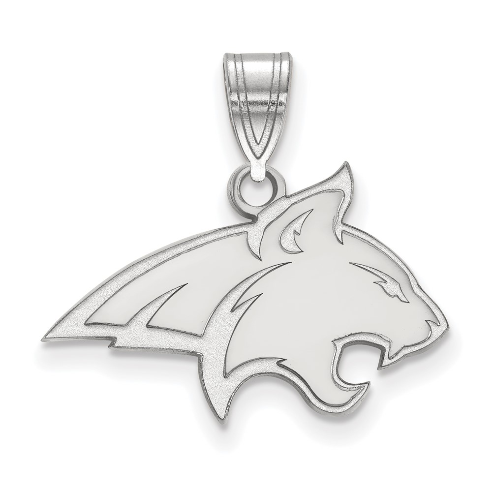 Sterling Silver Rhodium-plated LogoArt Montana State University Bobcat Medium Pendant