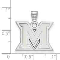 Sterling Silver Rhodium-plated LogoArt Miami University Ohio Letter M Medium Pendant view 2