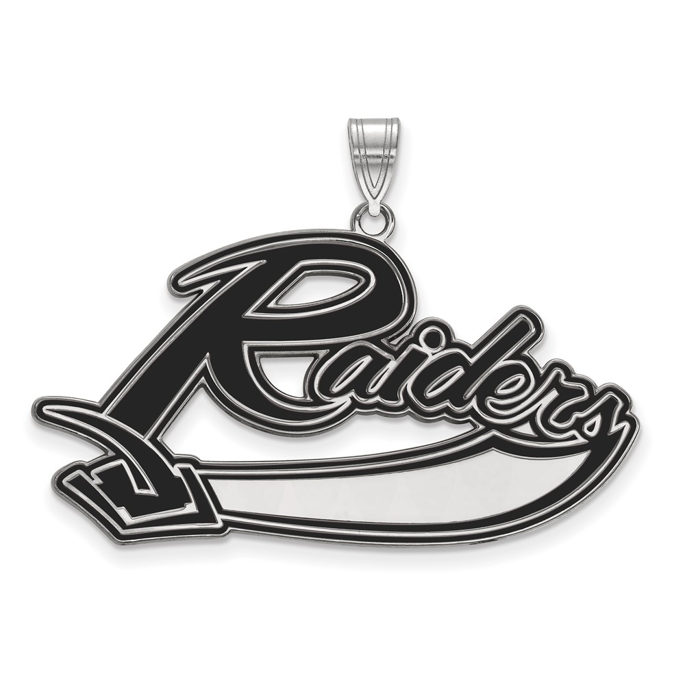 Sterling Silver Rhodium-plated LogoArt Mt Union College Raiders Extra Large Enameled Pendant