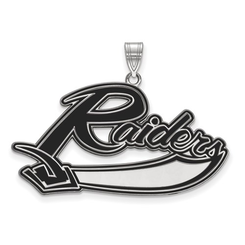 Sterling Silver Rhodium-plated LogoArt Mt Union College Raiders Extra Large Enameled Pendant