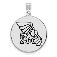 Sterling Silver Rhodium-plated LogoArt Missouri Western State University Griffon Extra Large Enameled Disc Pendant view 1