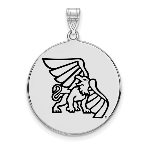 Sterling Silver Rhodium-plated LogoArt Missouri Western State University Griffon Extra Large Enameled Disc Pendant