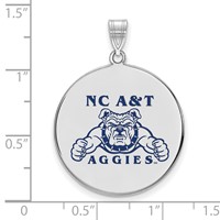 Sterling Silver Rhodium-plated LogoArt North Carolina a and T Aggies Extra Large Enameled Disc Pendant view 2