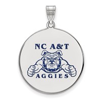 Sterling Silver Rhodium-plated LogoArt North Carolina a and T Aggies Extra Large Enameled Disc Pendant view 1