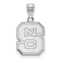 Sterling Silver Rhodium-plated LogoArt North Carolina State University N-c-s Medium Pendant view 1