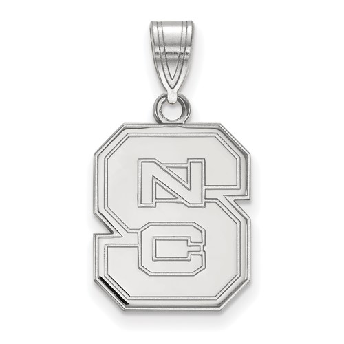 Sterling Silver Rhodium-plated LogoArt North Carolina State University N-C-S Medium Pendant