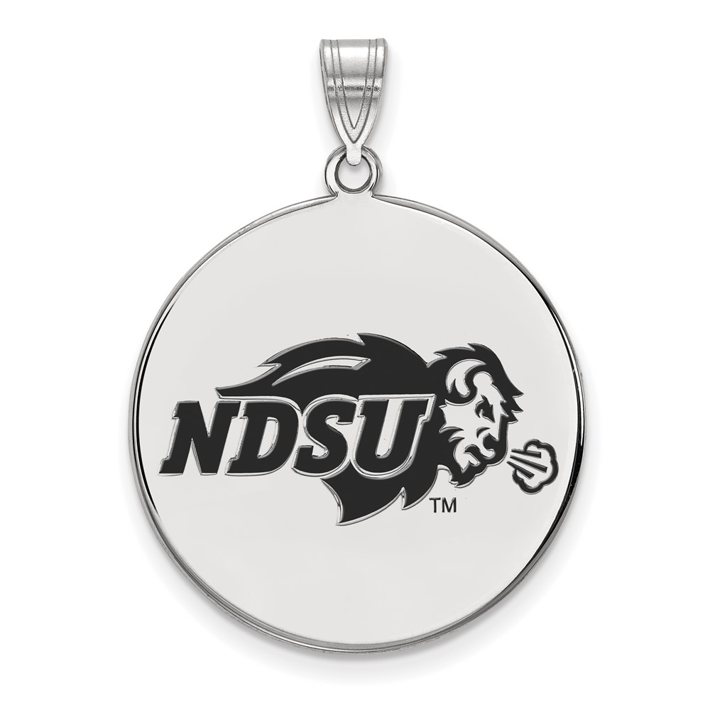 Sterling Silver Rhodium-plated LogoArt North Dakota State University Extra Large Enameled Disc Pendant