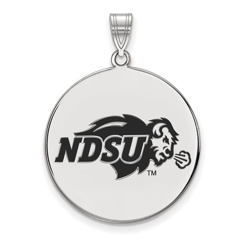 Sterling Silver Rhodium-plated LogoArt North Dakota State University Extra Large Enameled Disc Pendant
