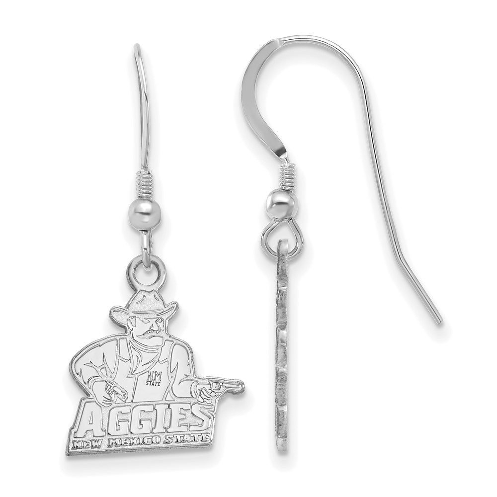 Sterling Silver Rhodium-plated LogoArt New Mexico State University Aggies Small Dangle Wire Earrings
