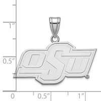 Sterling Silver Rhodium-plated LogoArt Oklahoma State University O-s-u Medium Pendant view 3