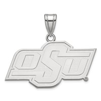 Sterling Silver Rhodium-plated LogoArt Oklahoma State University O-s-u Medium Pendant view 1