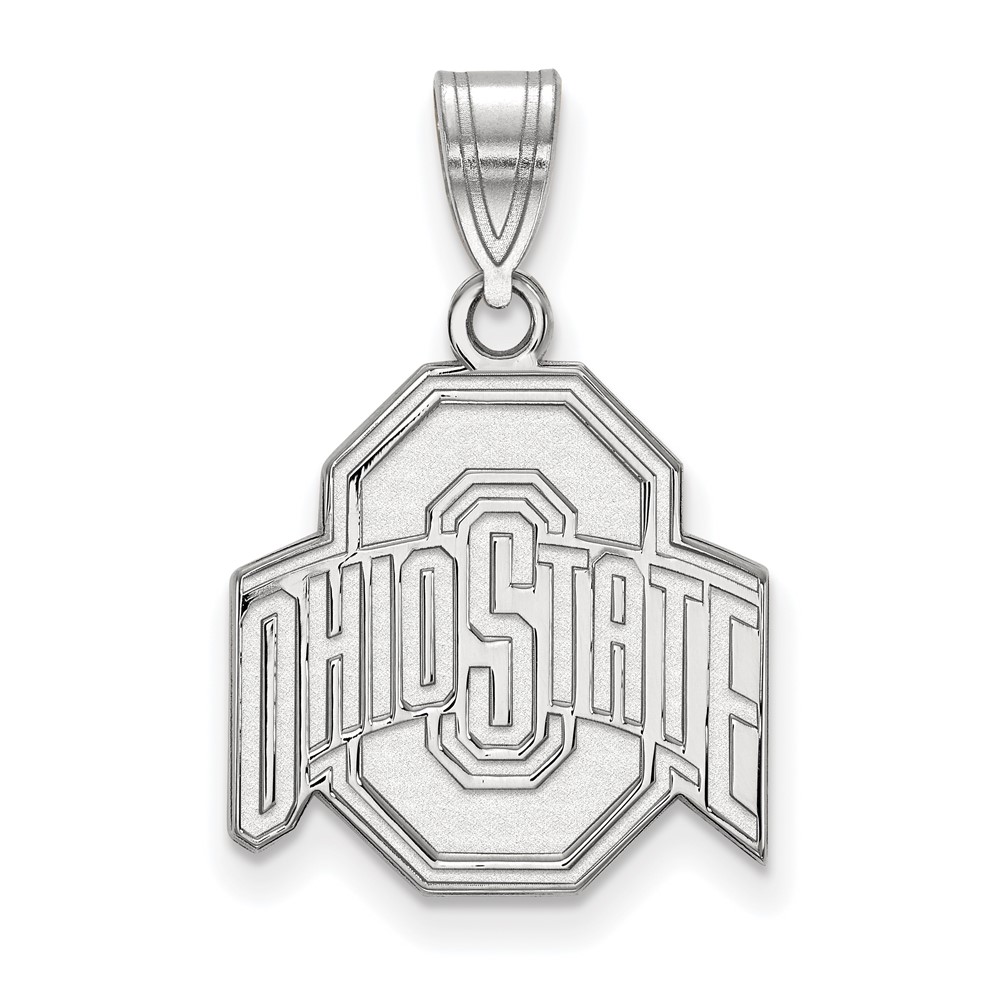 Sterling Silver Rhodium-plated LogoArt the Ohio State University Medium Pendant