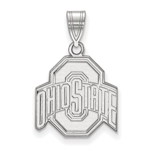 Sterling Silver Rhodium-plated LogoArt the Ohio State University Medium Pendant