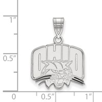Sterling Silver Rhodium-plated LogoArt Ohio University Medium Pendant view 2