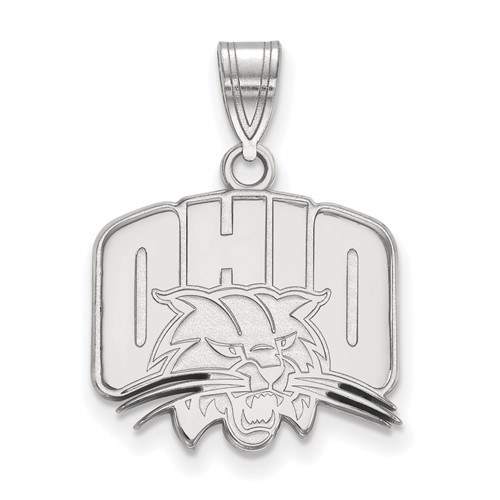 Sterling Silver Rhodium-plated LogoArt Ohio University Medium Pendant