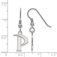 Sterling Silver Rhodium-plated LogoArt Pepperdine University Letter P Small Dangle Wire Earrings view 2