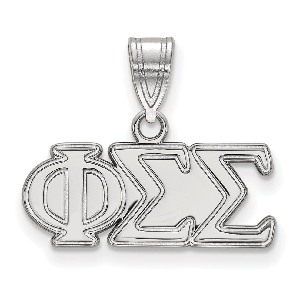 Sterling Silver Rhodium-plated LogoArt Phi Sigma Sigma Sorority Greek Letters Medium Pendant