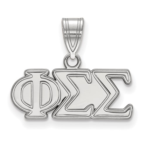 Sterling Silver Rhodium-plated LogoArt Phi Sigma Sigma Sorority Greek Letters Medium Pendant