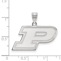 Sterling Silver Rhodium-plated LogoArt Purdue University Letter P Medium Pendant view 2