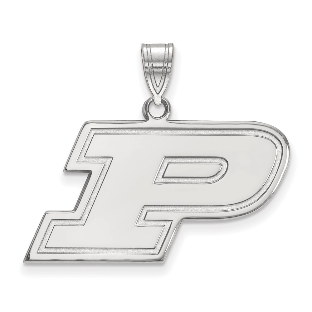 Sterling Silver Rhodium-plated LogoArt Purdue University Letter P Medium Pendant