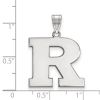 Sterling Silver Rhodium-plated LogoArt Rutgers University Letter R Large Pendant view 2