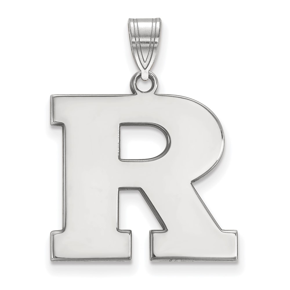 Sterling Silver Rhodium-plated LogoArt Rutgers University Letter R Large Pendant
