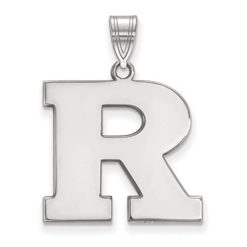 Sterling Silver Rhodium-plated LogoArt Rutgers University Letter R Large Pendant