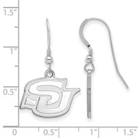 Sterling Silver Rhodium-plated LogoArt Southern University Jaguars Small Dangle Wire Earrings view 2