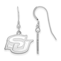 Sterling Silver Rhodium-plated LogoArt Southern University Jaguars Small Dangle Wire Earrings view 1