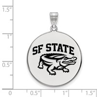 Sterling Silver Rhodium-plated LogoArt San Francisco State University Extra Large Enameled Disc Pendant view 2