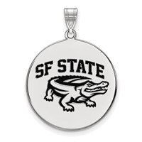 Sterling Silver Rhodium-plated LogoArt San Francisco State University Extra Large Enameled Disc Pendant view 1