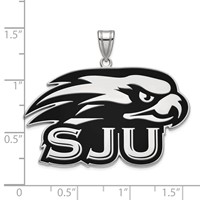 Sterling Silver Rhodium-plated LogoArt St Joseph's University Hawks Extra Large Enameled Pendant view 2