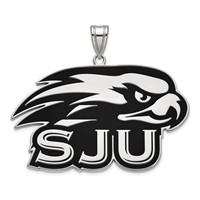 Sterling Silver Rhodium-plated LogoArt St Joseph's University Hawks Extra Large Enameled Pendant view 1