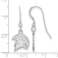 Sterling Silver Rhodium-plated LogoArt San Jose State University Spartan Small Dangle Wire Earrings view 2