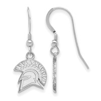 Sterling Silver Rhodium-plated LogoArt San Jose State University Spartan Small Dangle Wire Earrings view 1