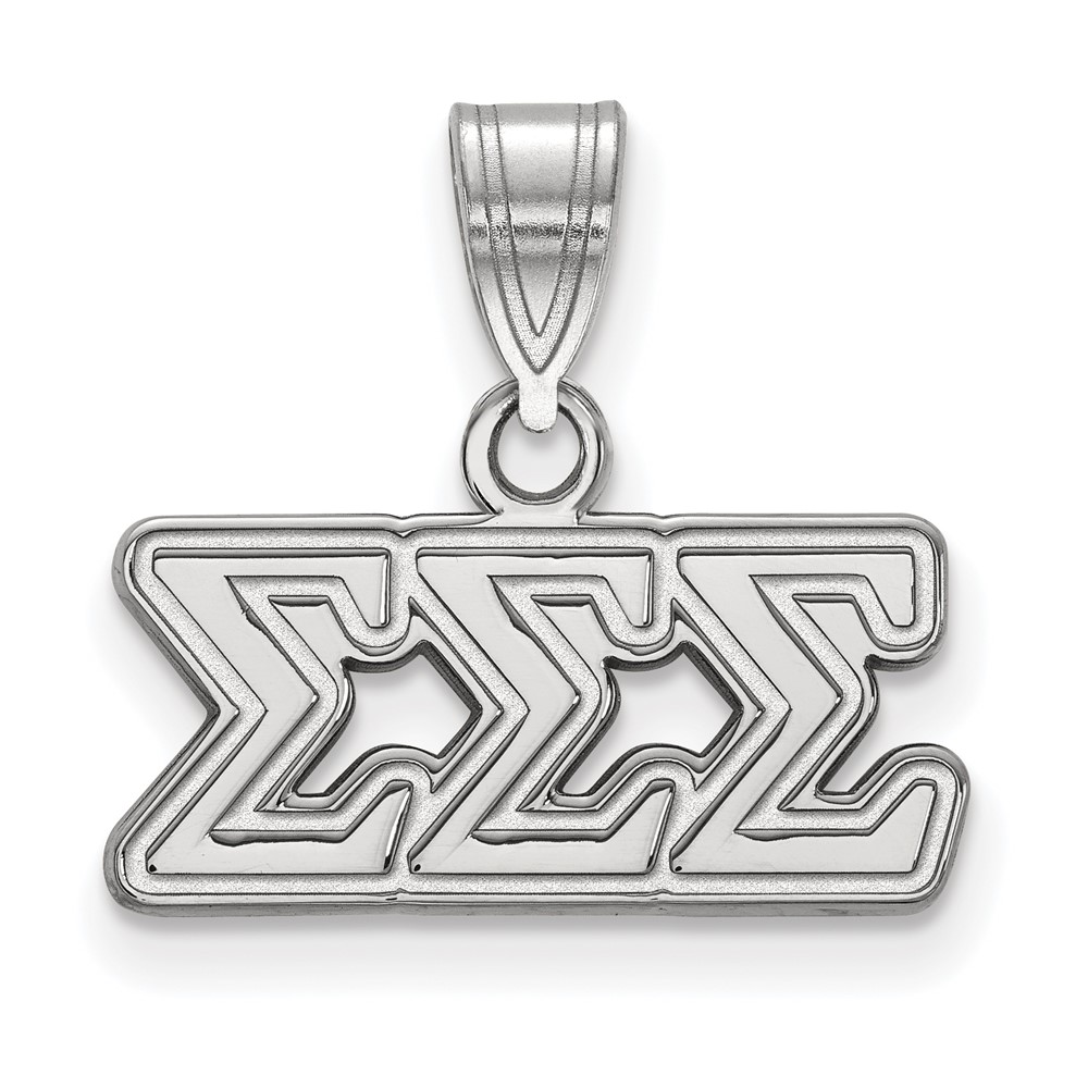 Sterling Silver Rhodium-plated LogoArt Sigma Sigma Sigma Sorority Greek Letters Medium Pendant